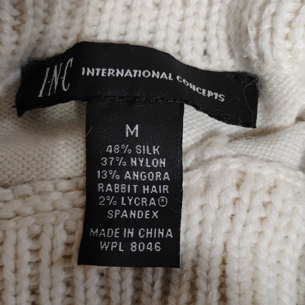 INC International Concepts Cream Big Turtle Neck Silk Sweater - Picture 13 of 14